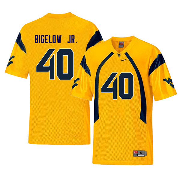 NCAA Men's Kenny Bigelow Jr. West Virginia Mountaineers Yellow #40 Nike Stitched Football College Throwback Authentic Jersey FI23G13AO